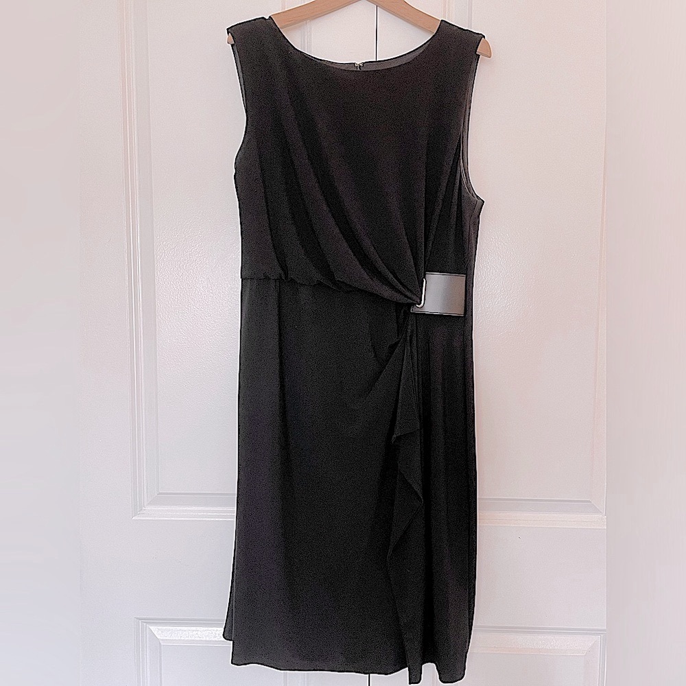 Tommy Hilfiger black dress with belted detail; fully lined; all season; Size 14
